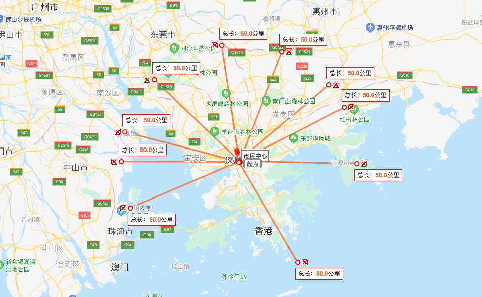 因此,若以深圳福田cbd为中心原点,向外辐射50公里,会发现覆盖了香港