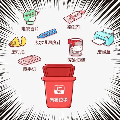 有害垃圾:是指生活垃圾中的有毒有害物质,主要包括废电池,废荧光