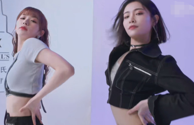 许佳琪和孔雪儿体重都不过百同穿露脐装腰的对比却很明显