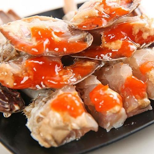 红膏炝蟹做法 宁波传统特色美食 蟹肉入口非常细腻 你吃过吗 蟹肉 宁波 螃蟹 梭子蟹 宁波菜 红膏炝蟹