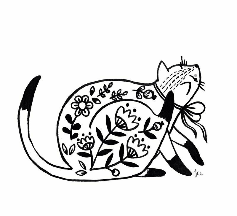 简单多变的小猫主题黑白简笔画小猫最爱的几个动作姿势