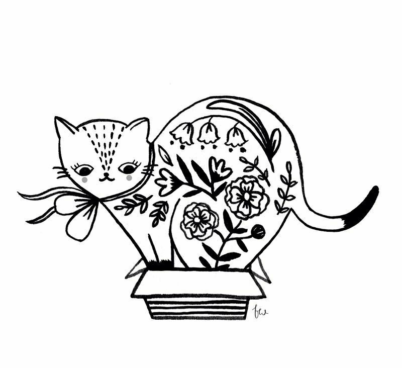 简单多变的小猫主题黑白简笔画小猫最爱的几个动作姿势