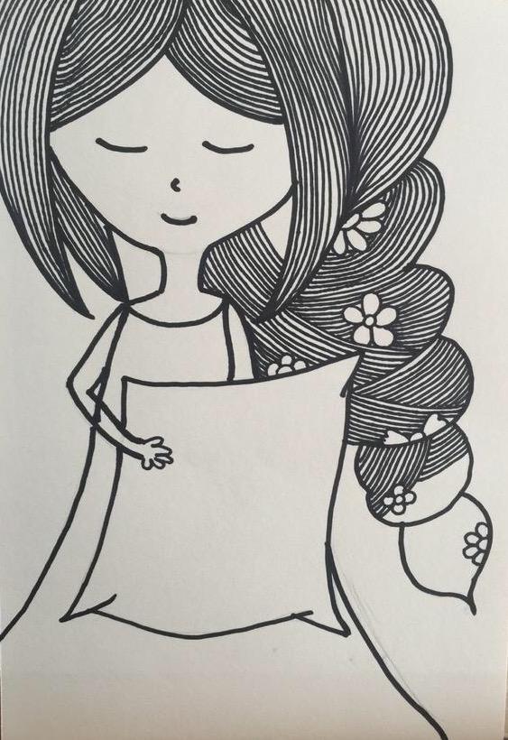 思维创意线描课程:小女孩的漂亮头发,线条的灵活运用!_腾讯新闻