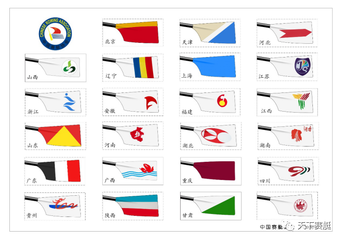 中国各省市赛艇桨叶设计一览