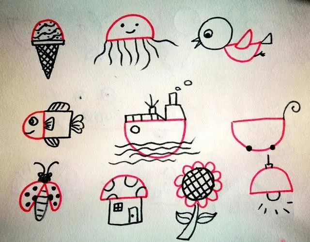 要如何更好的喝孩子互动呢,今天发现了一个超级简单的半圆添画的游戏