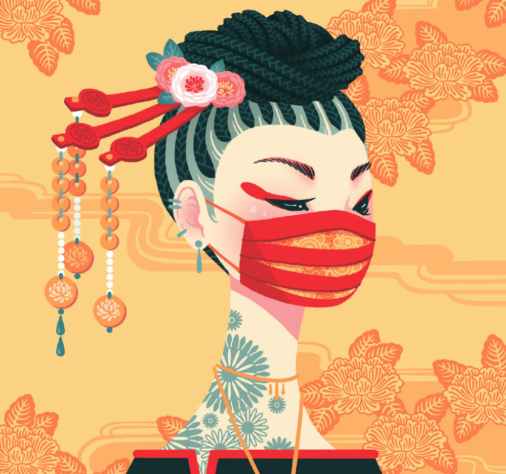 这组现代中式风格人物插画特别适合做手机屏保