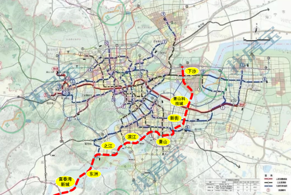 2,4,5,6,7,機場快線等七條地鐵線換乘,直接聯通了富陽南站,杭州南站兩