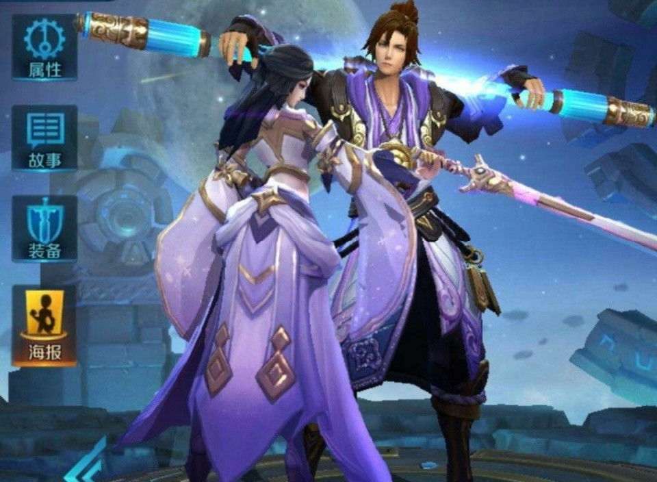 王者峡谷里对应的英雄分别是露娜的紫霞仙子和孙悟空的至尊宝