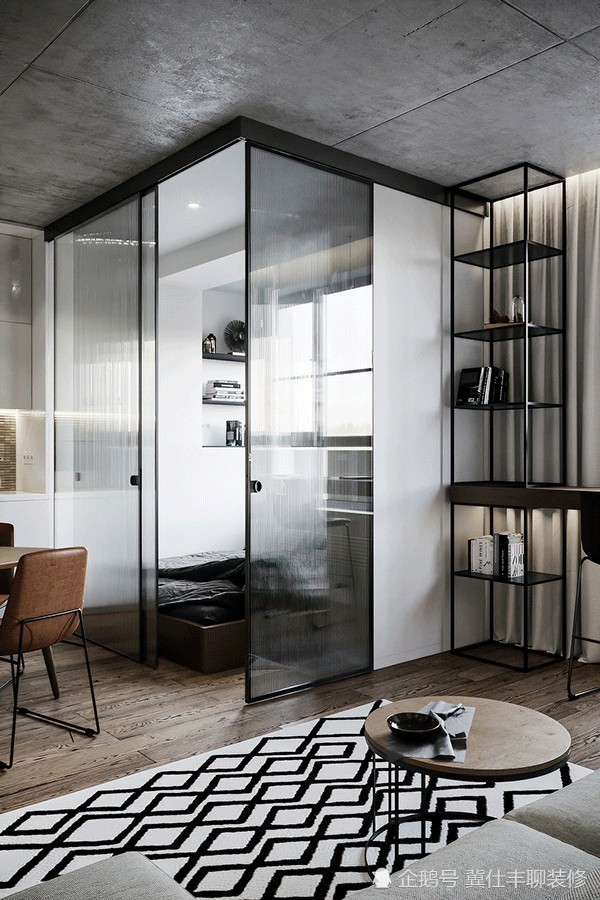 41㎡大开间长虹玻璃做隔断临窗设吧台颜值高还实用