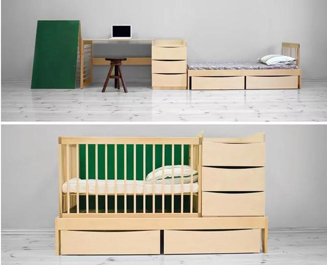 这是我见过最实用的婴儿床设计了,护栏拆了当书桌用,12年不用换