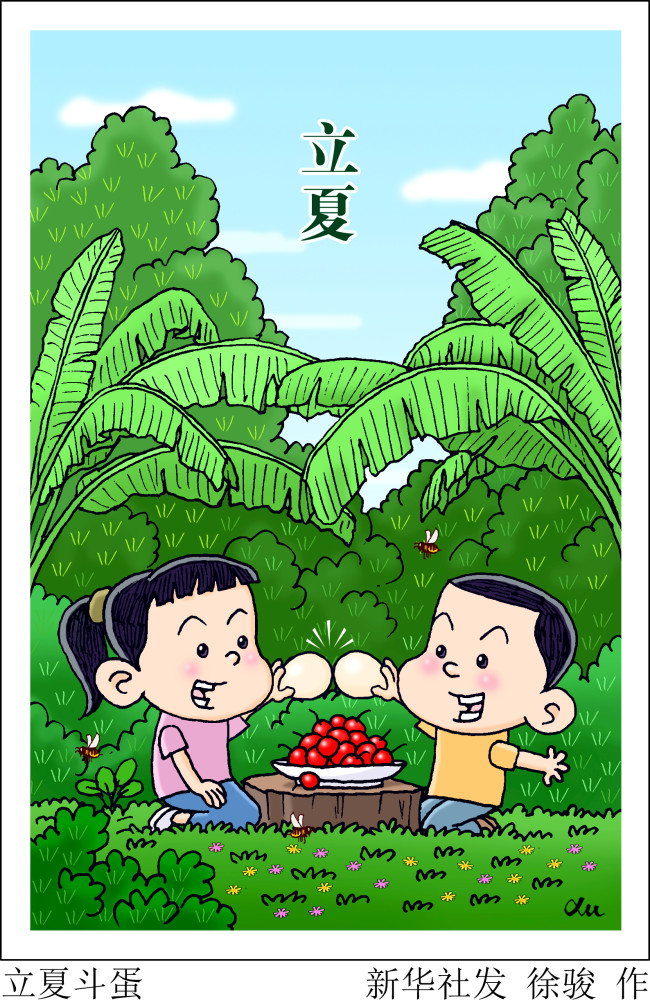 图表漫画二十四节气立夏立夏斗蛋