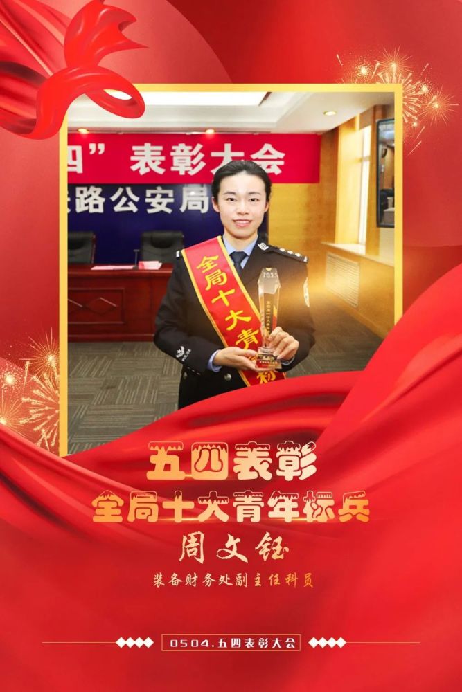 周文钰,女,31岁,中共党员,济南铁路公安局装备财务处副主任科员.
