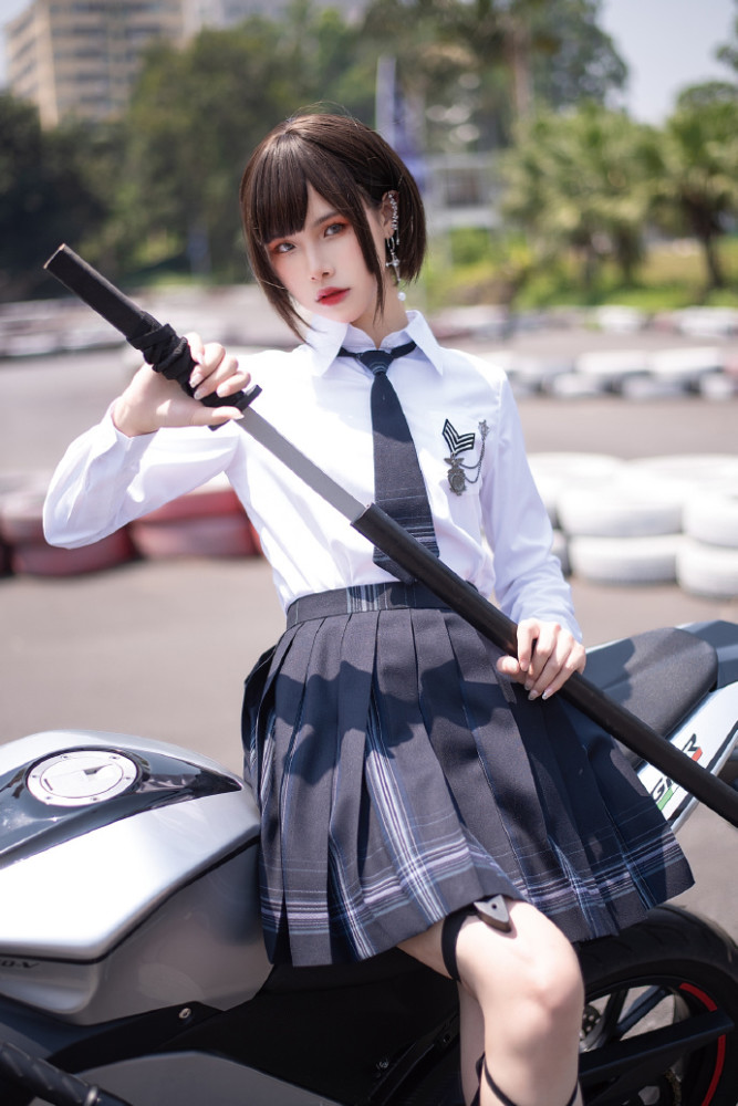 jk日常,隐者格裙机车少女!