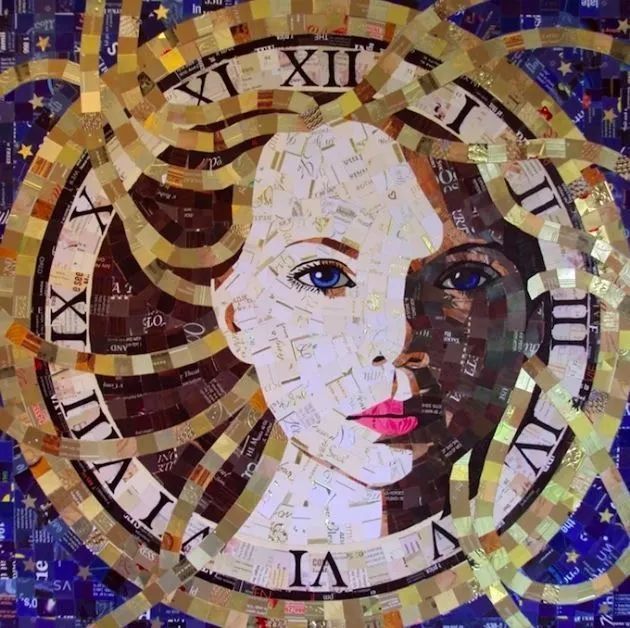 手工大神用废弃报纸和邮件纯手工拼贴女孩头像真的太美了