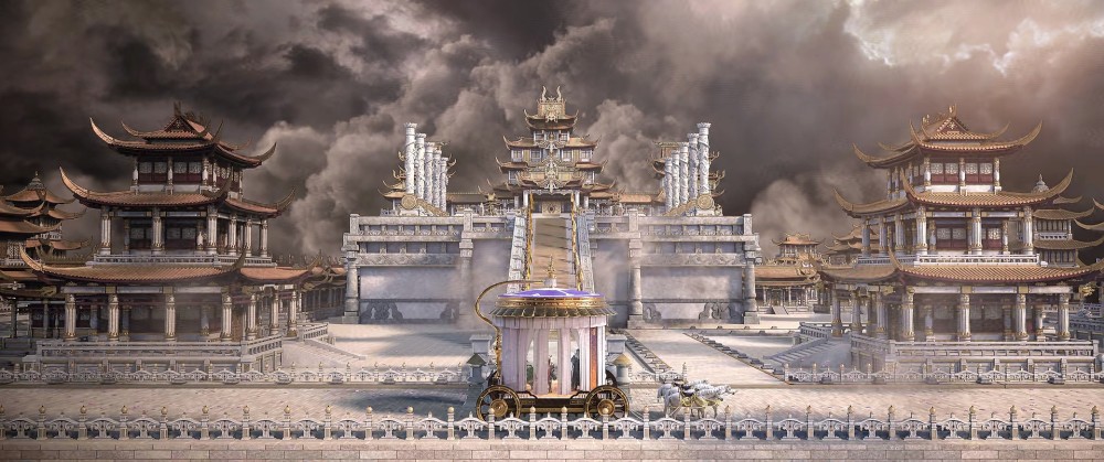 唐三藏师徒回到天庭时的天空也暗示了大战将生,依据神话小说,天庭的上