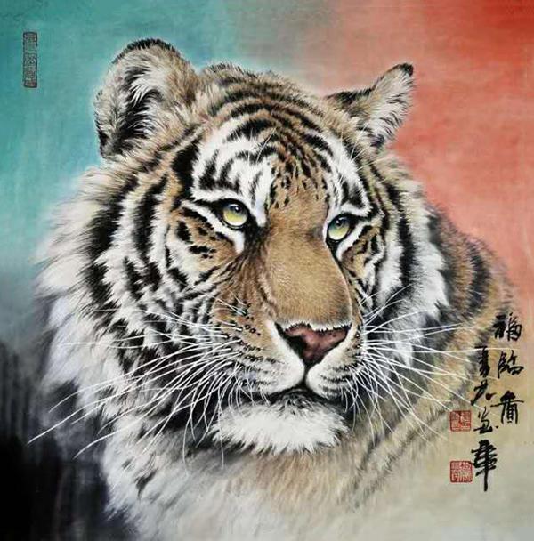 其中《二祖调心图》获"大海杯"书画展金奖《猛虎行》入选第十一届