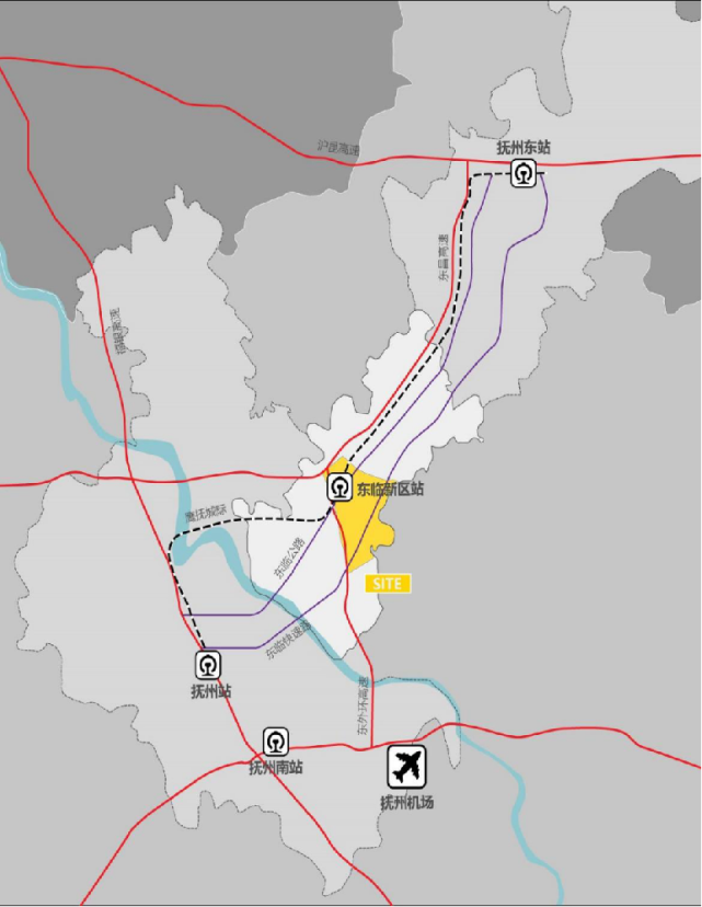 区域交通规划上标注了抚州南站,可以看出抚州南站的设立基本上已是