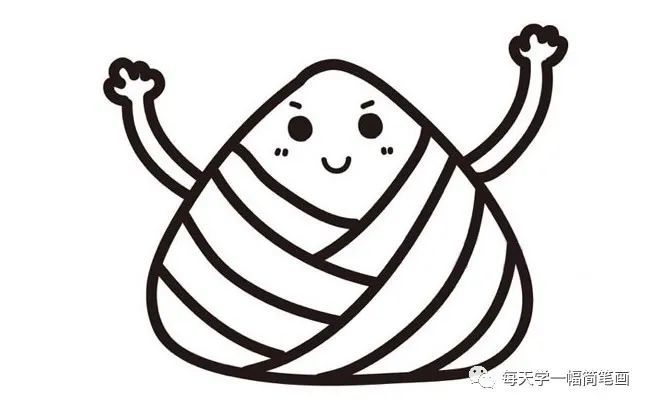 每天学一幅简笔画各种可爱的端午节卡通粽子简笔画步骤教程大全