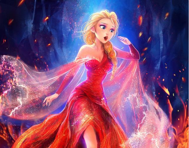 不同元素的艾莎,被冻住的她全身都是冰晶花,黑暗画风让人沉迷