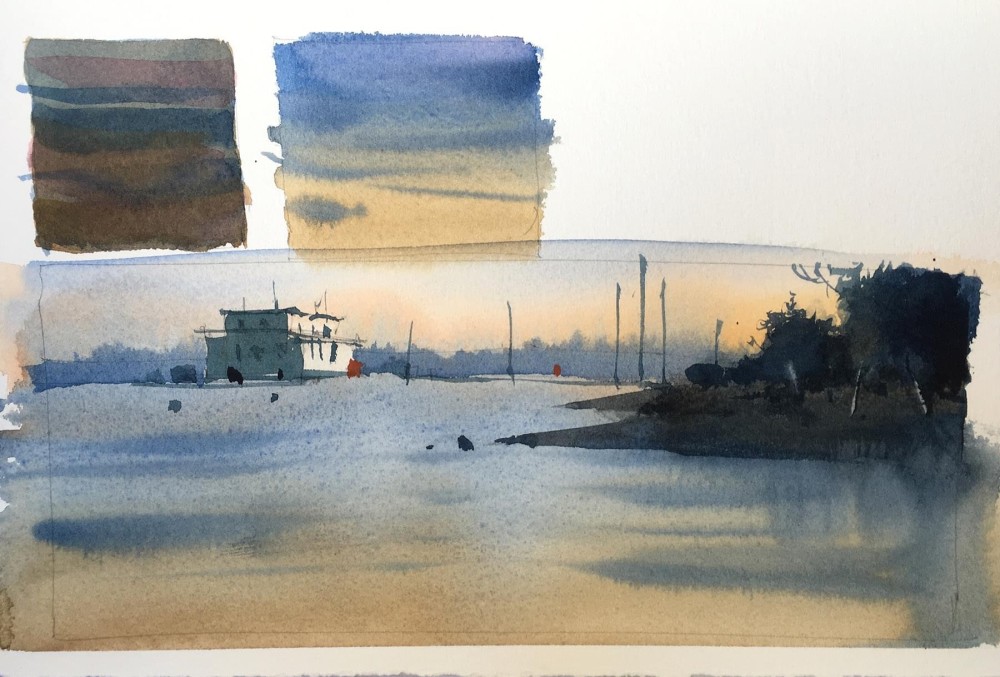 絵画 水彩画 原画 F4「奏でる」菊地正則 額付き サイン入り 美品