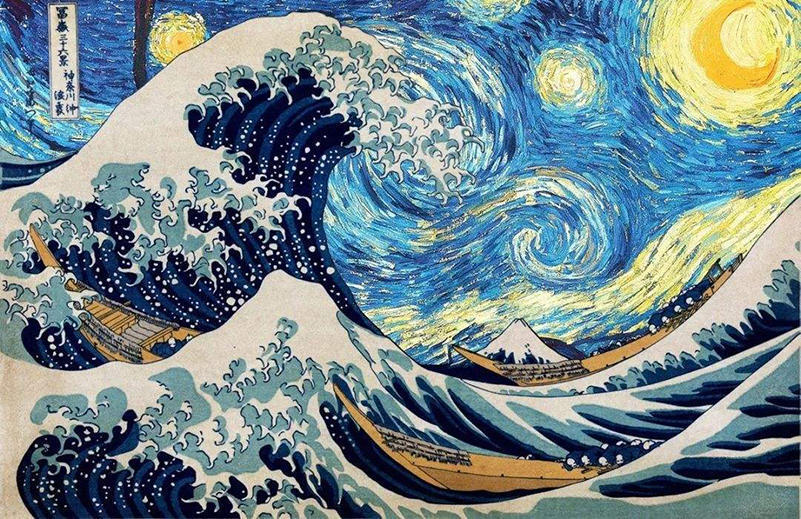 梵高星夜梦绕葛饰北斋浮世绘大咖艺术复刻神奈川冲浪里开箱赏鉴