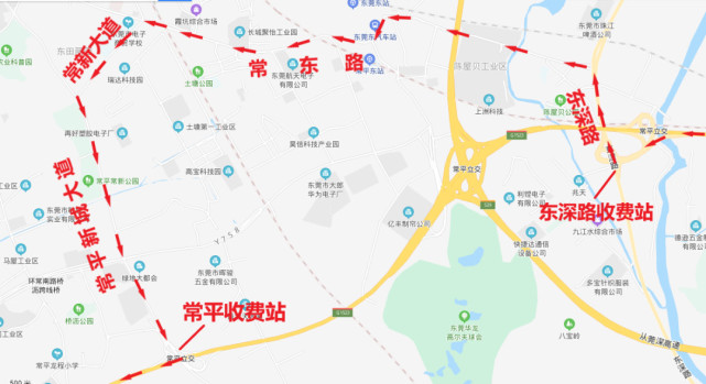 常平站至莞樟路施工路段東行(惠州)方向東行(惠州)方向發生交通擁堵時