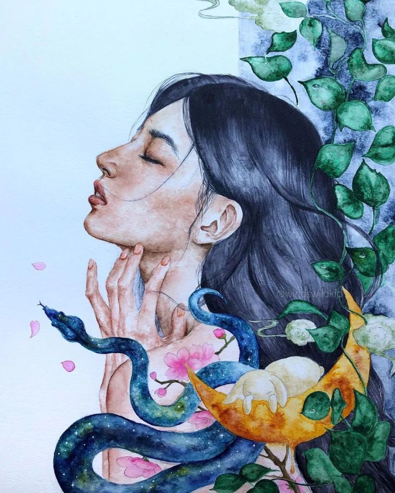 画水彩的女生,都美得像个仙女!