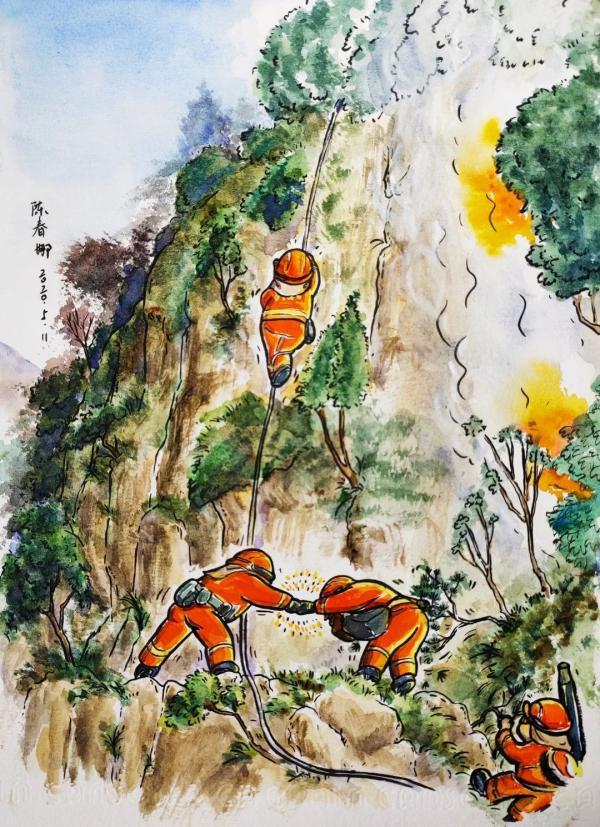 全职妈妈手绘凉山扑火漫画 希望森林消防员们每次扑火都能平安归来 腾讯新闻