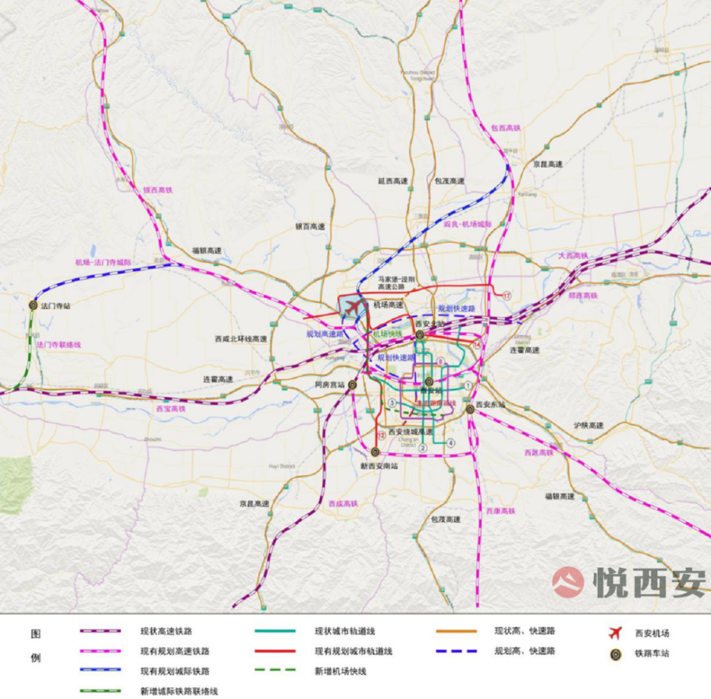 分佈除過地鐵,高鐵城際這些外部交通體系,由於整個西安咸陽國際機場
