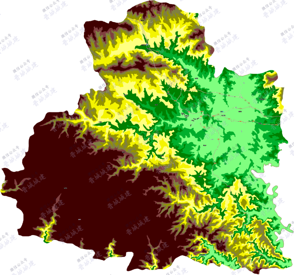 阳城县域县城地形图海拔原来比晋城老城还要低