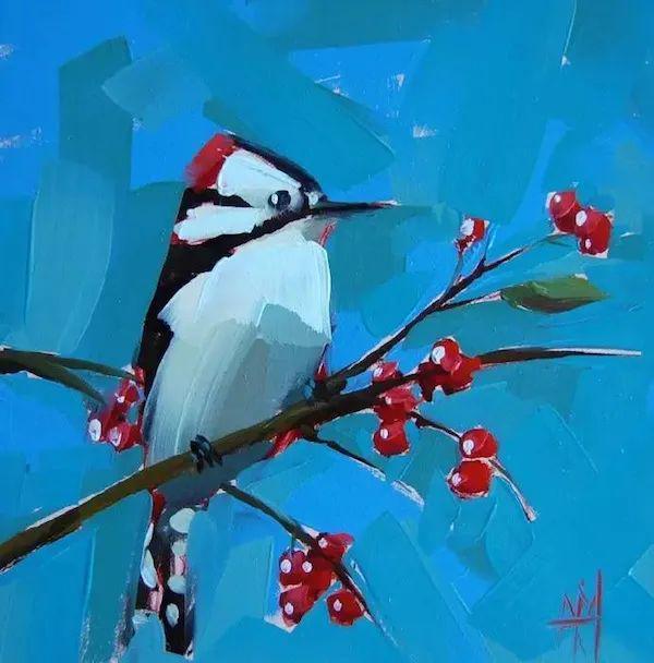 运用圆滑干脆到位的笔触,画出来的小鸟真大气,一气呵成浑然天成_腾讯