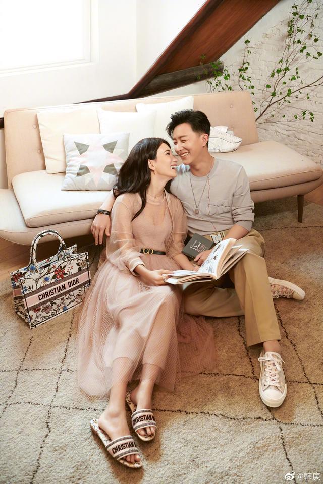 太甜了,韩庚卢靖姗婚后合作大片,相视一笑唯美甜蜜