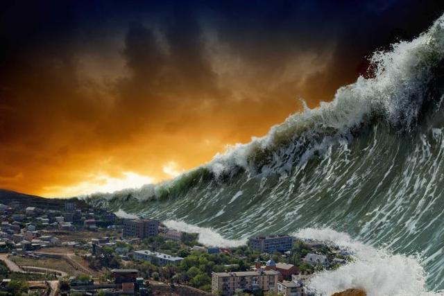 美国利图亚湾海啸图片