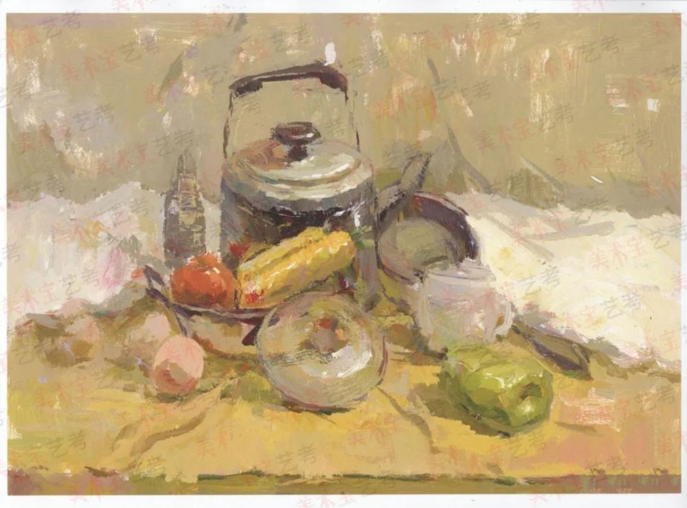 中国美术学院真题高分卷:色彩静物篇!