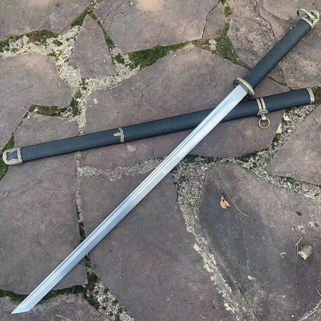 黑龙直军刀极限锰钢锻造仿古樱花装具