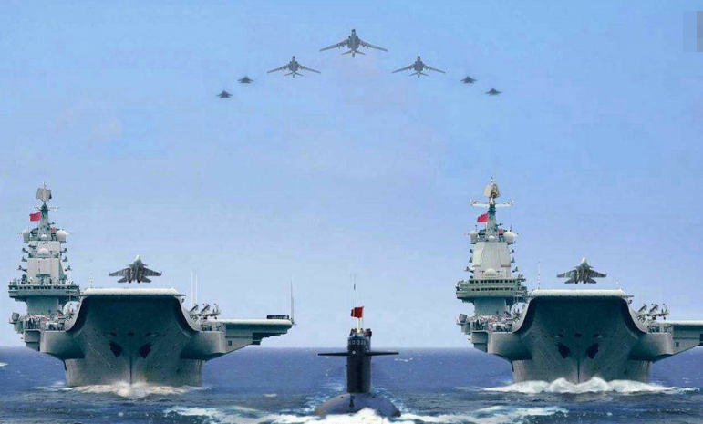 双航母合体了俄媒称山东舰与辽宁舰正在黄海军演美舰抵近监视