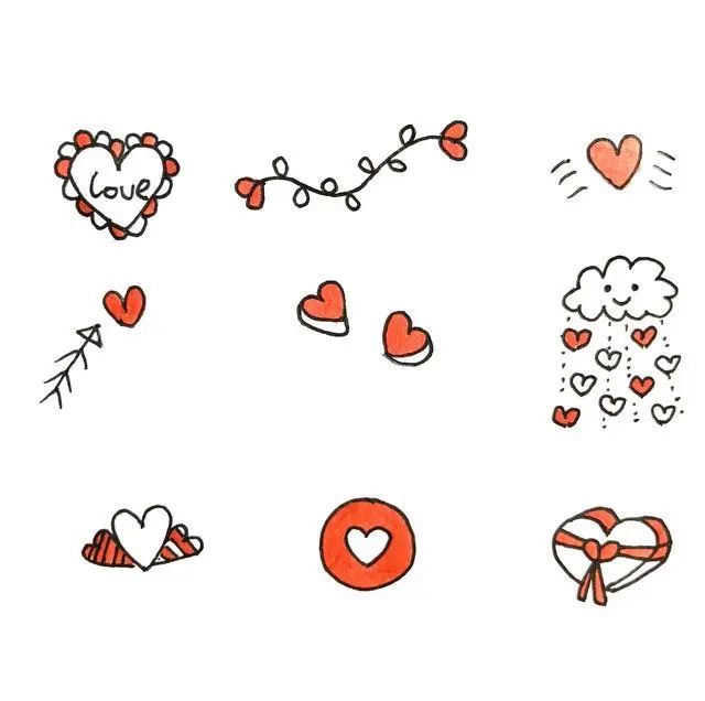 每天学一幅简笔画-各种爱心简单画法,超级实用的素材!_腾讯新闻