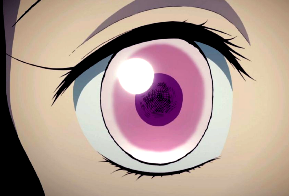 因为整部动漫中,只有祢豆子的眼睛是粉红色,只有祢豆子的眼睛如此闪闪
