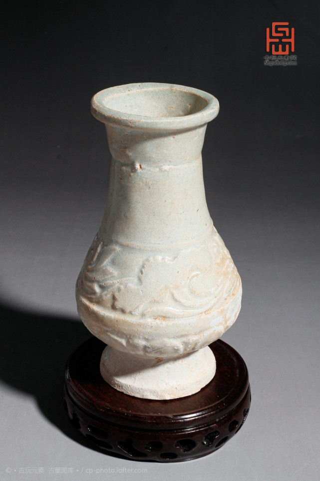 宋 元青白釉印花瓶 景德镇窑 缠枝莲 藏品 纹饰 浮雕