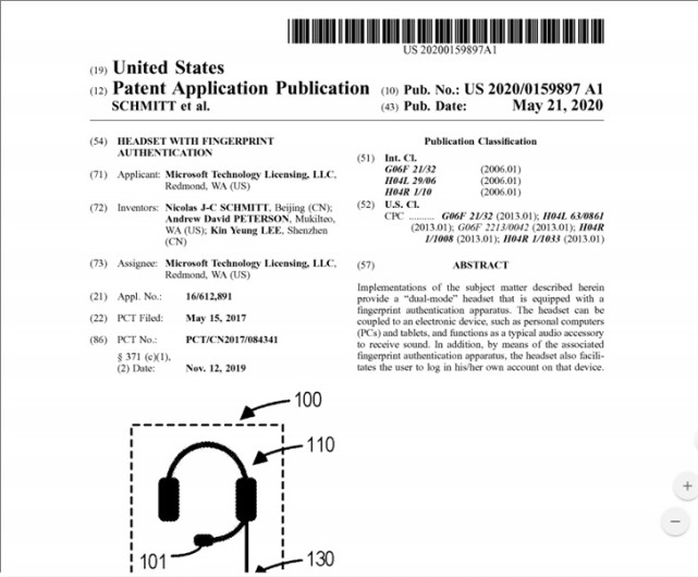 微软新专利曝光 支持指纹识别功能的surface耳机 腾讯网