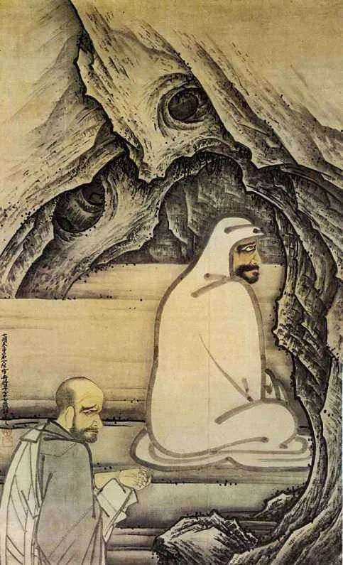 神光慧可禅师翻山越岭来到嵩山少林寺,拜谒达摩祖师,要求开示,并请为