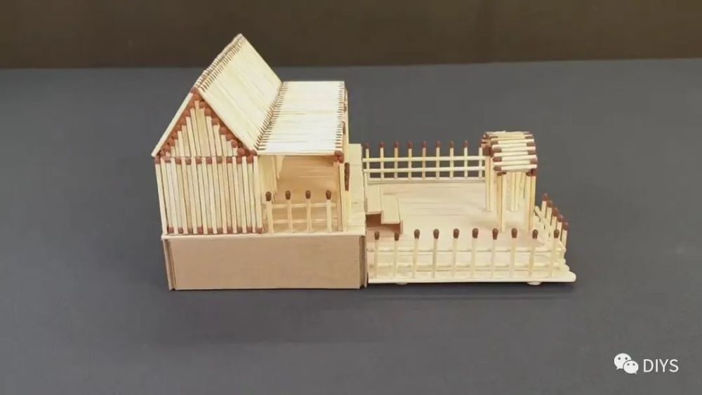 "手工模型作品"火柴小房子的制作方法,简单易学!_腾讯新闻
