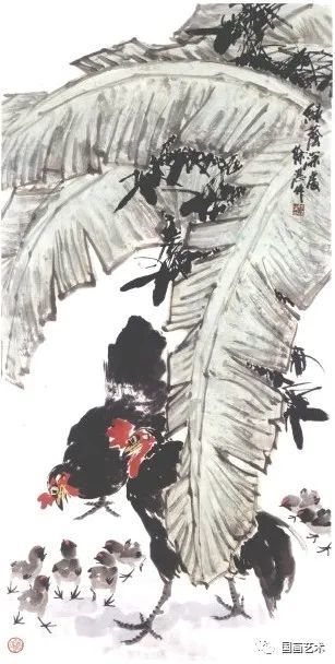 绿荫深处 69*138cm用写意手法画芭蕉叶,既可锻炼对整体关系的把握能力