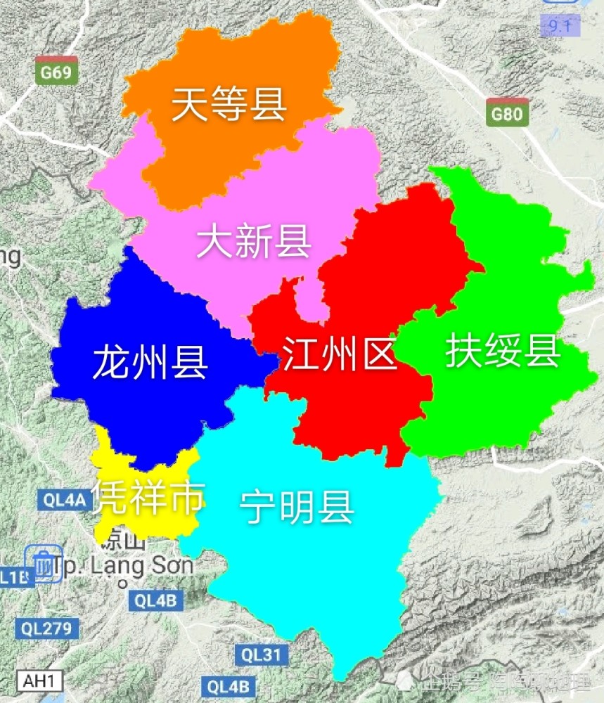 廣西崇左市各地建成區排名,最小是大新縣,你的家鄉排第幾呢?