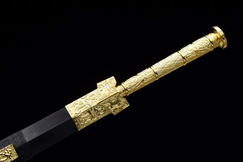 龙焰汉剑,弹簧钢古法锻造,乌木剑鞘