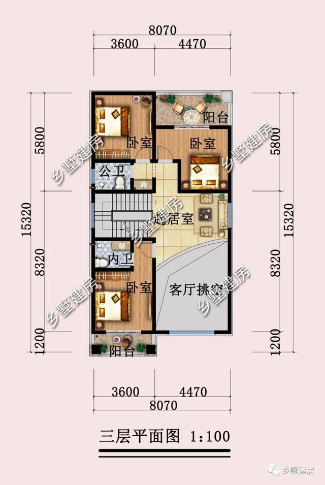 开间8米的三层平顶屋别墅,村里抢着建,未来建房的新标杆!