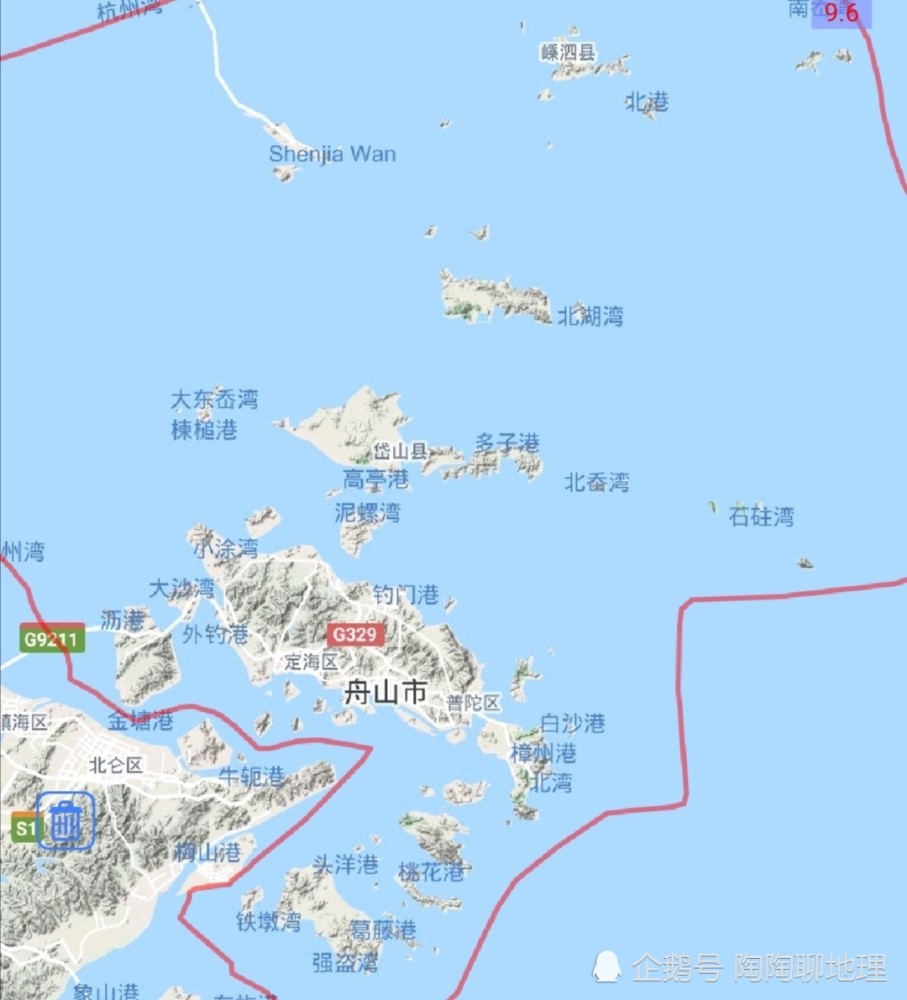 舟山市在浙江省的地理位置图