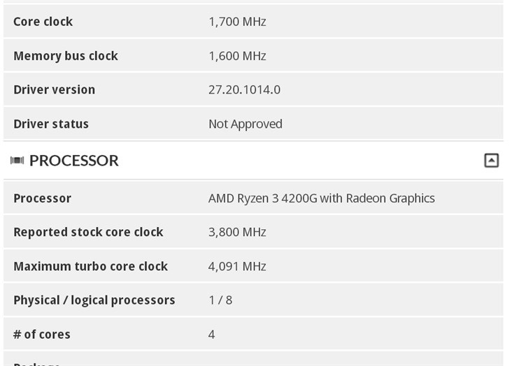 AMD R3 4200G跑分曝光：4核8线程，主频达3.8GHz
