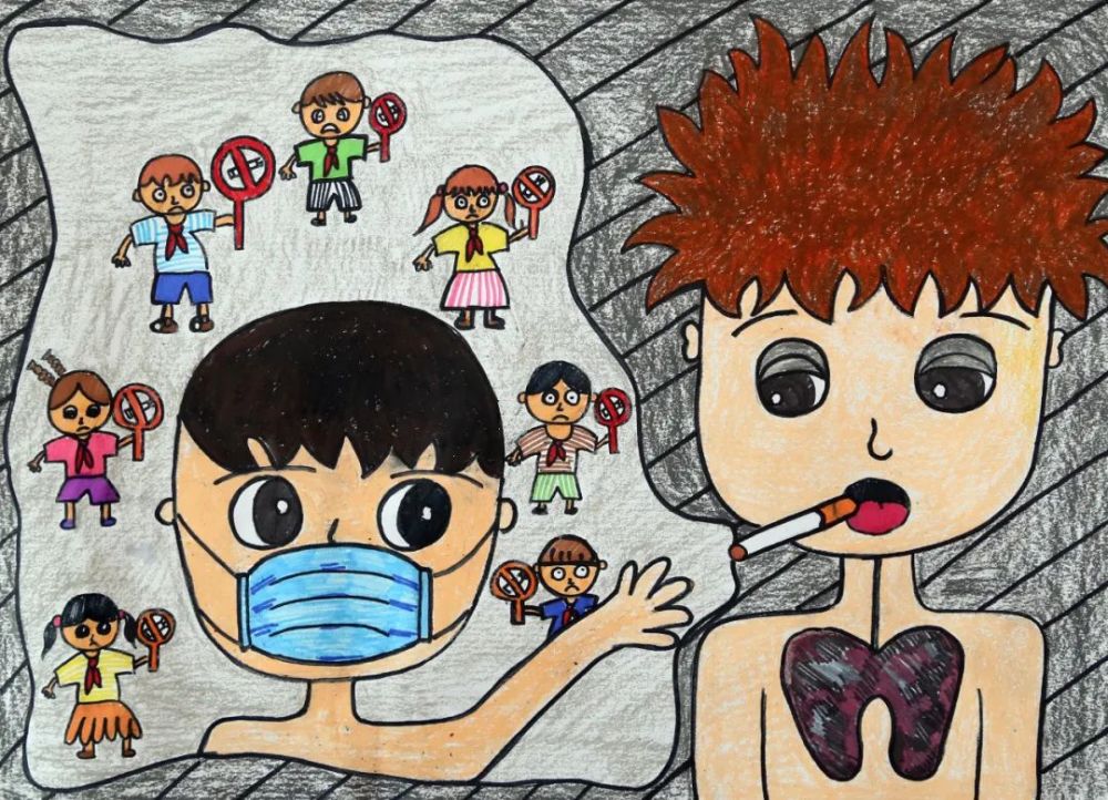 保护青少年远离传统烟草产品和电子烟中小学生控烟绘画作品展
