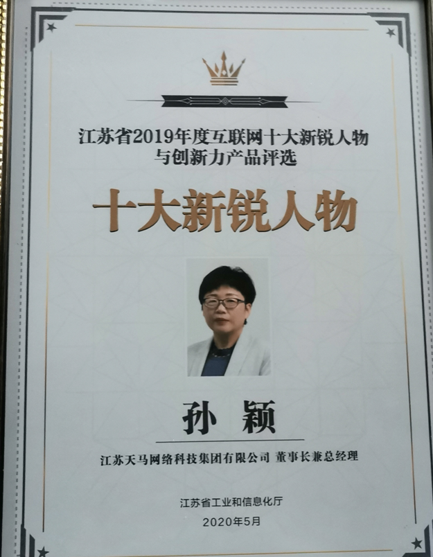 苏北唯一天马董事长孙颖荣获江苏互联网十大新锐人物